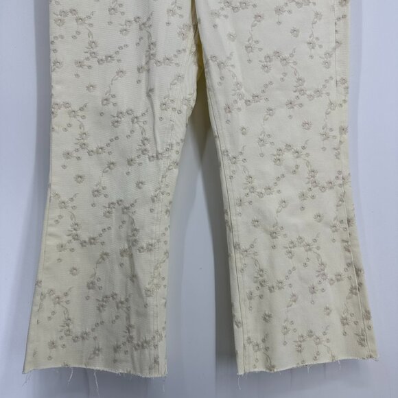 J Crew Eyelet Billie Demi Boot Crop Jeans 31 Floral High Rise Womens Cream AL874 - Picture 9 of 14